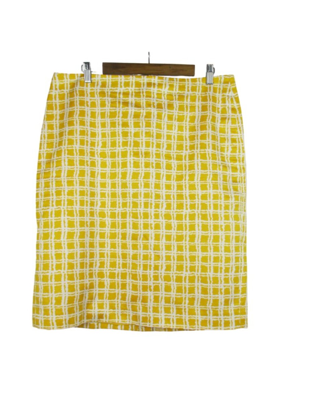 Talbots Pencil Skirt Golden Yellow Windowpane Women's Size 14 $79 - Picture 2 of 8